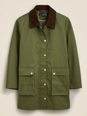 J. Crew Olive Green Heritage Barn Jacket Waxed Coat BT815